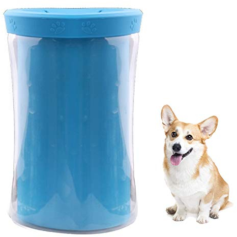 Dog Paw Reiniger Tragbare, Hunde Für Saubere Pfoten, Haustier-Reiniger Cup, Pfötchen Waschmaschine Hund Reinigungsbürste Paw Reiniger Soft-Silikon-Welpen Füße Washer Abnehmbarer,Blau