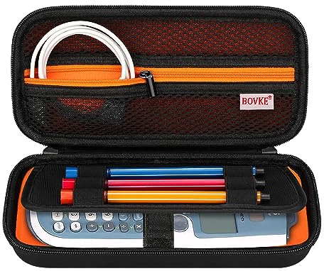 BOVKE Hard PU Graphing Calculator Carrying Case für Texas Instruments TI-30XS Multiview/TI-34 Multiview/TI-36X Pro Scientific Calculator, Extra Tasche für USB Kabel Stifte Andere Gegenstände, Schwarz