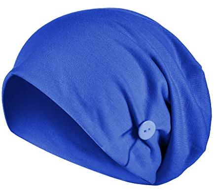 Lazzboy Store Knopf Abnehmbarer Frauen Geraffte Solide Muslimische Mütze Hut Beanie Wrap Scarf Cap Muslim Turban Muslimisches Kopftuch Haarausfall Kopftücher Schlaf (Blau)