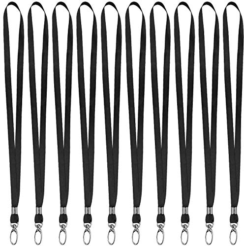 10 Stück Nylon Schlüsselbänder mit Swivel Schließe, Büro Schlüsselband Umhängeband Abzeichen Lanyards, Neck Strap Lanyard für Kamera Schlüssel Ausweishülle Namensschilder (Schwarz)