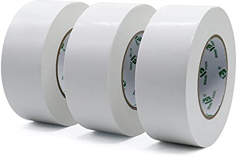 BOMEI PACK Universal - Ruban Adhésif Toilé Blanc, Heavy Duty Duct Tape 3 rouleaux 50 mm x 50 m pour les travaux de réparation, fixation, de scellage, d'étiquetage et de rénovation