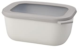 Mepal - Multi Bowl Cirqula Rectangular - Recipientes para Alimentos con Tapa - Adecuado como Fiambrera Hermética para Frigorífico, Microondas y Congelador - Tapers para Comida - 1500 ml - Nordic White