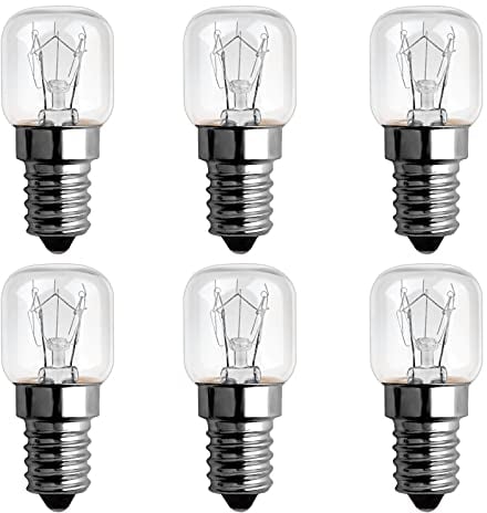 SCNNC 15W E14 Oven Bulb Dimmable, 85LM Warm White 2300K, Oven Light Bulb 300 Degree Heat Resistant, T22 E14 Incandescent Bulbs for Himalayan Salt Lamp, Microwave, Oven and Fridge, 6 Pack