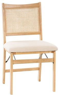 Powell Kasi Beige Rattan Cane Folding Foldable Dining Side Chair, Natural
