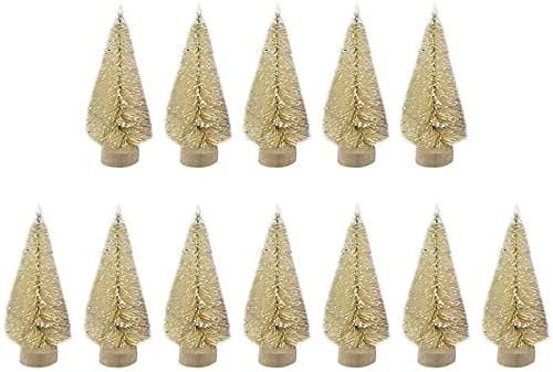 Albero Di Natale Moderno Albero Di Natale Bianco Mini alberi di pino Ornamenti di neve invernale in plastica Alberi da tavolo per decorazioni natalizie e display Mini alberi di gelo di neve in sisal l