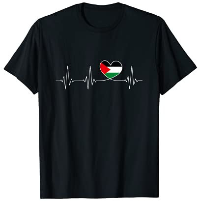 Bandera de Palestina con latido del corazón Camiseta