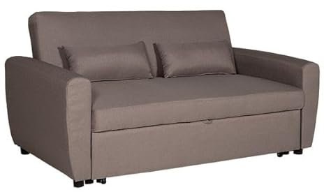Happy Garden Canapé Droit Convertible Matt 2 Places Tissu Taupe. Canapé avec Dossier inclinable et Coussins