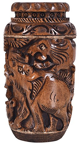 Craft Trade Hand Carved Wood Pencil Holder for Desk Organizer for Home School Office Supplies Pen Pot Storage Box Suitable for Stationery - Natural Wood