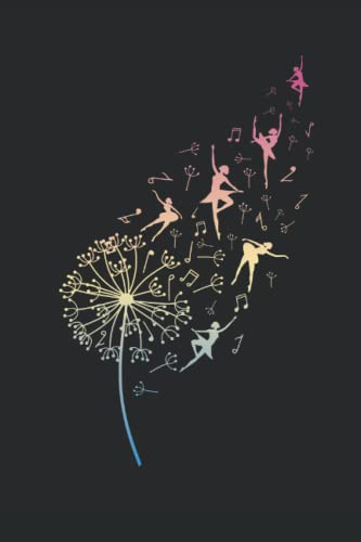 Notizbuch: Pusteblumen Notizbuch | 6x9 Zoll DIN A5 | 100 Seiten liniert | Musik Notizheft | Musiknoten Tagebuch | Tänzerin Schreibheft | Tanzen Geschenk