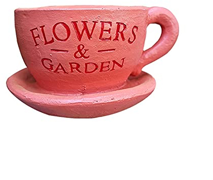 RENJIELI Gartendekoration, kreativer Blumentopf, große Kaffeetasse, Blumenglas, Hof, Balkon, Landschaftsbau, kann gepflanzt Werden (Color : Pink) Little Surprise