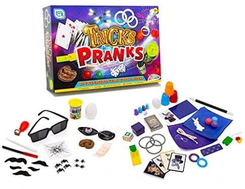 Games Hub Zaubertricks & Streiche Set 150 Teile Ultimate Magier Tricks & Witz für Kinder Karten Trick, Zauberstab, Fake Pool Streich Anfänger Geschenk Set Stütze Spielzeug