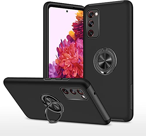 JIEZUIMEI Handyhülle für Samsung Galaxy S20 FE Hülle, Magnetische Schutzhülle mit Eingebetteter 360° Grad Ring, TPU Militärschutz Hybrid Stoßfest Cover Case für Samsung Galaxy S20 FE Schwarz