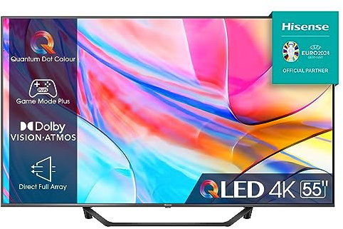 Hisense 55 QLED 4K 2023 55A72KQ, Smart TV VIDAA U6, Dolby Vision, HDR 10+, Game Mode Plus, Alexa Built-in, VIDAA Voice, Tuner DVB-T2/S2 HEVC 10, lativù 4K