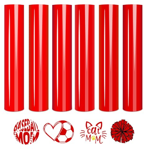 Tintnut Red Heat Transfer Vinyl, 6 Sheets 12 x 10 HTV Vinyl, Iron on Vinyl for T-Shirts HTV