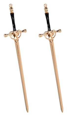 2 Pcs Épingles à Cheveux Épée, Bâtons Métal de Cheveux Décoratif, Chinoise Vintage Élégantes Baguettes de Cheveux Femme, Pinces Accessoires de Baguet pour Petits Filles de Cheveux (Or)