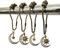 Decorative Moon Shower Curtain Hooks for Bathroom Shower Rods - Rustproof Curtain Rings Set of 12 with Vintage Moon Suns Stars Celestial Bodies Gothic Mystic Boho Theme Bathroom Decor (Bronze)