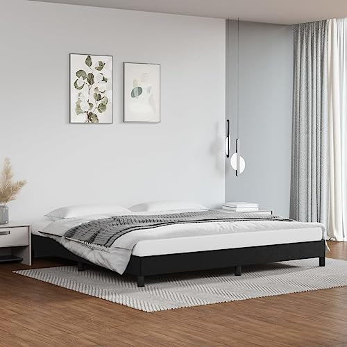 Hovothy Bettgestell Stoff 200x200 cm Doppelbett Bettrahmen Betten Bett Stauraumbett Gepolsterter Plattformbettrahmen Schlafzimmerbett Schrankbett Schwarz
