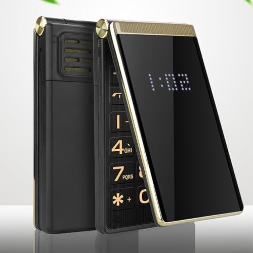 Téléphone à Clapet pour Personnes âgées, 7,6 Cm, Double SIM, Double Veille, Double écran, Volume Fort, Téléphone Portable à Rabat pour Personnes âgées avec Lampe de Poche LED