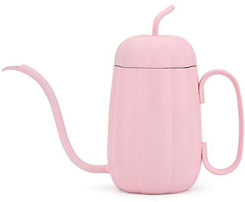 Caffettiera in acciaio inox caffettiera 6 mm bollitore per uso domestico multicolore a forma di zucca 450 ml caffettiera in acciaio inossidabile (colore: nero, dimensioni: 195 x 156 mm) (rosa 195 x