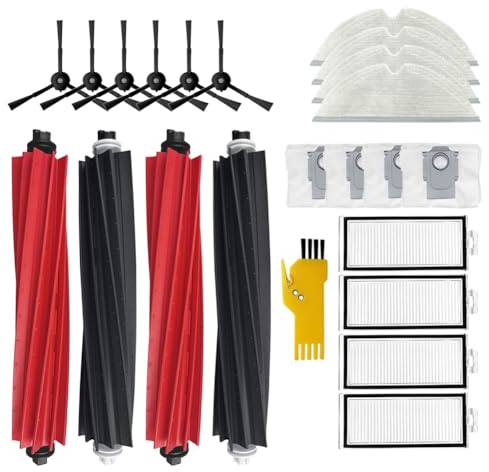 aoteng Ersatz-Zubehör-Set für Roborock Q8 Max+ Q5 Pro Q8 Max Q5 Pro + Roboter-Staubsauger, 22 Packungen, 2 Sets Hauptbürsten, 4 Filter, 6 Seitenbürsten, 4 Wischtücher, 4 Staubbeutel