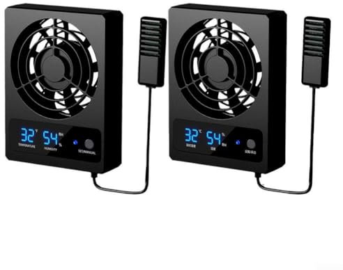 1 x intelligenter Ventilator für Reptilien-Terrarium mit LED-Anzeige, Lüftungsventilator für Reptiliengehege, Luftentfeuchter für Regenwald-Terrarium (Celsius)