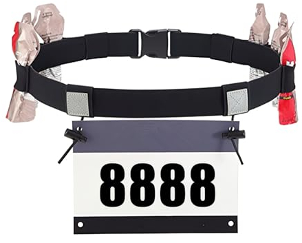 Porte-Dossard pour Marathon Triathlon Ceintures, Ceinture Porte Dossard Running Adulte Unisexe, Free Belt pour Numéro de Participant de Course Cyclisme Porte-dossard Légère Ajustable (Noir)