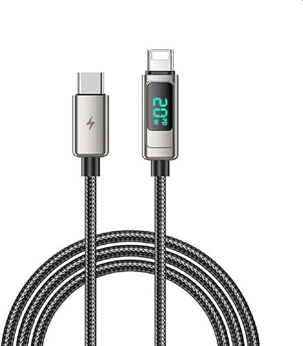 VEN-DENS Fast Charging Data Cable- USB C to Lightning cable- 20W PD - Intelligent digital display for iPhone 10 11 12 13 14 pro max XR XS X, Airpods, iPad and more(1.5m)
