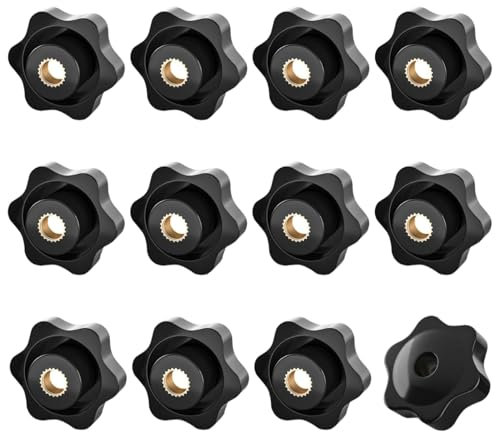 ORTAVA Lot de 12 écrous à poignée étoile M8, vis moletée diamètre extérieur 32 mm