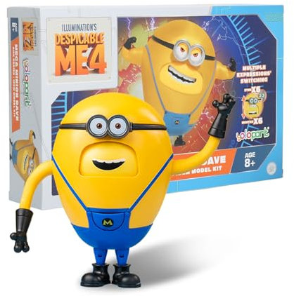 Minion Despicable Me 4 Spielzeug, 4,7 Zoll Mega Dave Actionfigur, 6 Änderungsausdrucks mit versteckten Taschen Minion Modell Set, Geschenk für Kinder ab 8 Jahren