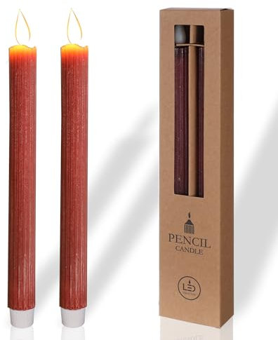 COMFORDER Echtwachs LED Kerzen mit flackernder Flamme (2er Set), elektrische Stabkerzen mit Timerfunktion, (Burgunderrot)