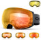 Odoland Photochromic Skibrille Magnetisch, OTG Snowboardbrille mit Magnetische Wechselglas für Damen und Herren Jungen Große Sphärische rahmenlose Schneebrille Orange