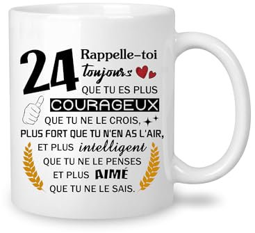 Yufansd Mug Anniversaire 24 Ans Humour Tasse pour Homme/Femme Cadeaux d'anniversaire Souvenir/Cadeau pour 24ème Maman Papa Grands-parents Tante Oncle Nounou Marraine Parrain Anniversaire (24)