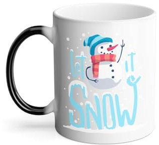Thermoreagierende Tasse Magische Tasse – Let It Snow Schneemann Weihnachtszauber Winter – 325 ml