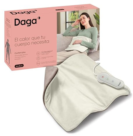 DAGA Almohadilla Térmica con peso Confort Plus, Tecnología Intellisense, Suave Tejido, Multi-Temporizador, 4 Temperaturas, 35x40 cm
