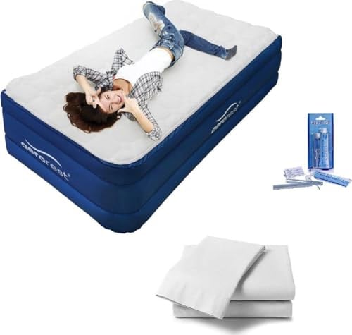 AeroRest 1 Person Luftmatratze | Set mit Spannbettlaken und Reparatur-Kit | 210 cm Länge | Abzippbare Matratzenauflage