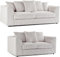 Bequemes Dylan Jumbo Cord Sofa Set 3-Sitzer L-förmige Eckcouch mit Streu-Rückenkissen Creme Wohnzimmer Lounge Möbel