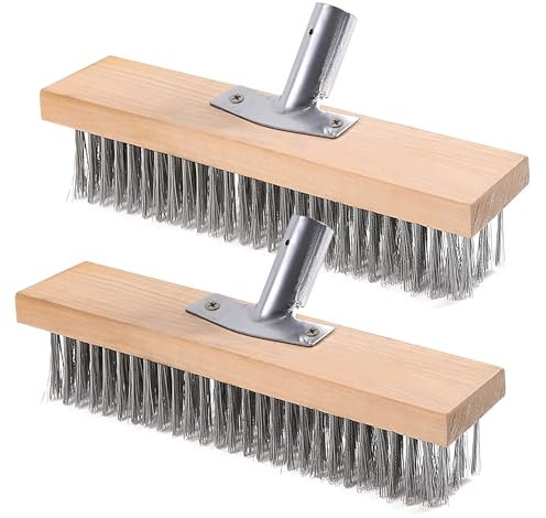 Drahtbesen, Straßenbesen, 2 Stück Drahtbesenbürste 30cm, Stahldrahtbesen, Stahlbesen Unkraut aus Edelstahl, Gartenbesen, Drahtbesen Bürste zum Entfernen von Gartenmoos, Unkraut, Hartnäckigen Flecken