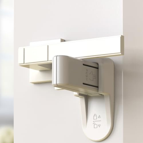 YUNYU Paquete de 2 cerraduras de puerta sin taladro, seguridad para puerta de dormitorio con adhesivo industrial, cerraduras HIPS a prueba de niños para el hogar, balcón y ventanas, cerradura de