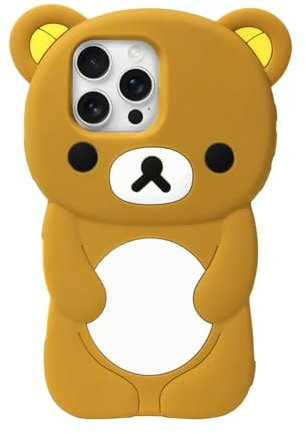 IAIYOXI Soft Silicone Bear Case for iPhone 12, Cute 3D Cartoon Teddy Bear Designed, Protective Lovely Fun Adorable Fashion Phone Case, Kawaii Cover for Women Girls Kids, Brown