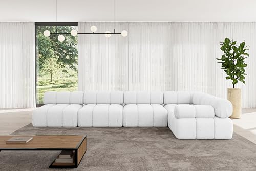 ALTDECOR Modulares Sofa Ecksofa in L-Form Corner modular Sofa Eckcouch Couch Wohnlandschaft Cauchsofa Polstersofa Mende-L3-380x190x70 cm Weiß