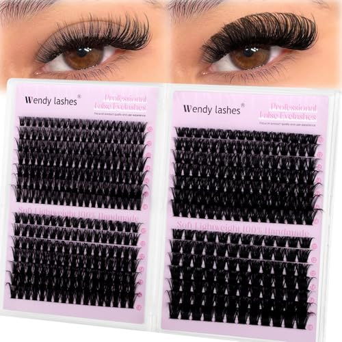 WENDY LASHES Cils Individuels 60D/80D/100D/150D Cluster Lashes | D-Curl Réutilisable DIY Cils Extension Mixte 10-18mm Cils Volume Cluster Pour Débutants