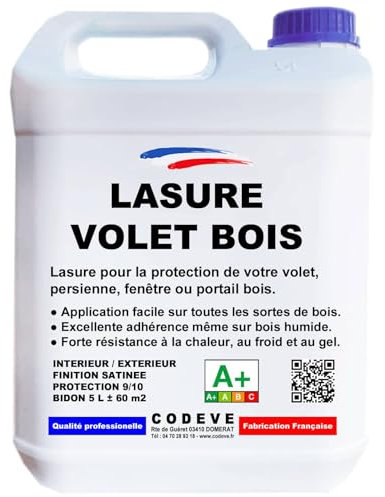 Lasure Escalier - Codeve Bois/Noyer - 5 L - Intérieur - Pour La Protection D'un Escalier En Chêne, Sapin, Hêtre Ou Frêne.
