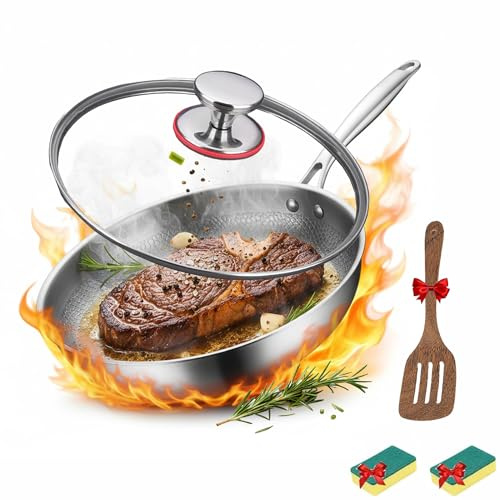 Titanium Hammered Pan Pro, 2026 Titanium Frying Pan with Lid,Fast and Even Heating,Thickened,Ultra-Durable,Scratch-Resistant and Non Stick for Kitchen Cooking (Include lid, 30CM)