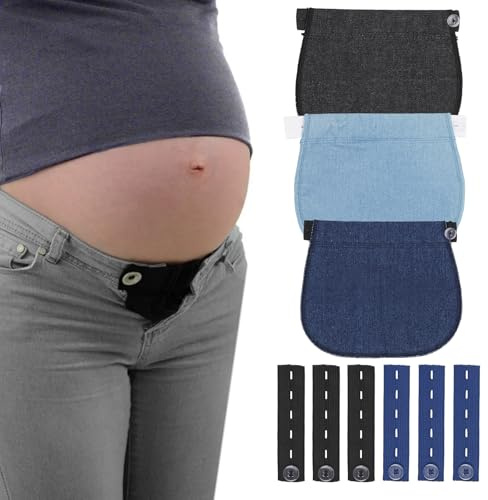 Hosenerweiterung Schwangerschaft, 9 Stück Hosenbunderweiterung, Schwangere Frauen Knopfverlängerung, Einstellbare Schwangere Frauen Knopfverlängerung für Frühschwangerschaft & Gewichtsschwankungen