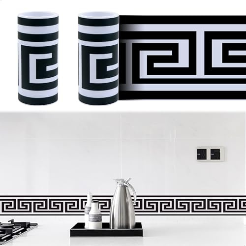 mimzemamz 2 Stück Bordüre Selbstklebend,Border Wasserdichte Entfernbare 10cm X 240cm,PVC Tapetenbordüre Selbstklebend,Bordüre Tapete für Schlafzimmer,Küche,Badezimmer,Wohnzimmer Dekorative