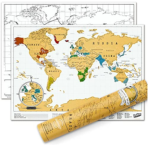 Scratch Map Travel Map - personalisiertes Reise-Poster im Weltformat der Rubbelkarten, hergestellt in Großbritannien