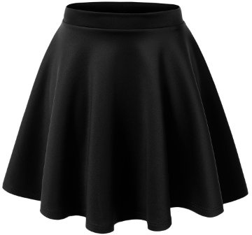 MBJ WB211 Women's Basic Versatile Stretchy Flared Skater Skirt for Girl XL Black