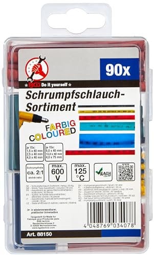 BGS Diy 88150 - Assortiment de gaines thermorétractables - multicolore - 90 pièces