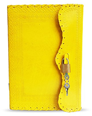 Jaald 25,4 cm Leder-Tagebuch mit Schloss, Schreibblock, blanko, handgefertigter Notizblock, Männer und Frauen, unliniertes Papier, tolles Geschenk, Kunst-Skizzenbuch, Reisetagebuch, zum Schreiben,