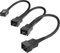 KabelDirekt – hochflexibles 3-Pin Lüfter Kabel/Verteilerkabel, 3-Pin-Buchse auf 1× 3-Pin (3-polig) und 2× 3-Pin (2-polig), 20/20/20 cm – mit robuster Nylonummantelung